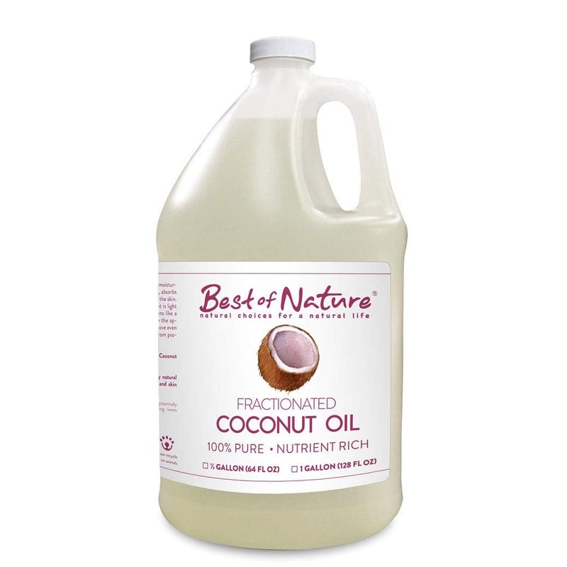 Best of Nature 100% Pure Fractionated Coconut Oil - Natural Massage Oil, Unscented Moisturizer for Men and Women, for Skincare and Hair Care, Carrier for Essential Oils, Half Gallon (64 fl oz) - Image 1